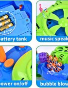 MalPlay Masina de tuns iarba generatoare de baloane din sapun cu baterii 8 inele rotative si solutie inclusa Super Bubble
