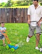 MalPlay Masina de tuns iarba generatoare de baloane din sapun cu baterii 8 inele rotative si solutie inclusa Super Bubble
