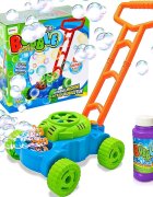 MalPlay Masina de tuns iarba generatoare de baloane din sapun cu baterii 8 inele rotative si solutie inclusa Super Bubble