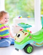 MalPlay Masinuta fara pedale Ride-on Kitty Green cu spatar inalt volan cu claxon sistem antirasturnare de la 18 luni pana la 27 kg