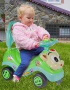 MalPlay Masinuta fara pedale Ride-on Kitty Green cu spatar inalt volan cu claxon sistem antirasturnare de la 18 luni pana la 27 kg