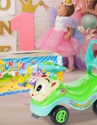MalPlay Masinuta fara pedale Ride-on Kitty Green cu spatar inalt volan cu claxon sistem antirasturnare de la 18 luni pana la 27 kg