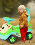MalPlay Masinuta fara pedale Ride-on Kitty Green cu spatar inalt volan cu claxon sistem antirasturnare de la 18 luni pana la 27 kg