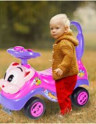 MalPlay Masinuta fara pedale Ride-on Kitty Pink cu spatar inalt volan cu claxon sistem antirasturnare de la 18 luni pana la 27 kg