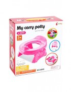 MalPlay Olita de calatorie 2 in 1 pentru copii Pink design ergonomic portabila si pliabila 17 x 25 x 27.5 cm