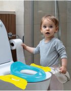 MalPlay Olita de calatorie si scaun de toaleta 2 in 1 portabila si pliabila cu vas colector detasabil 41 x 27.5 x 10 cm BlueGreen