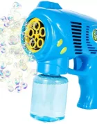 MalPlay Pistol generator baloane de sapun cu baterii 5 orificii randament 10.000 bule in 5 minute 17 x 7 cm Turbo Bubble Blue