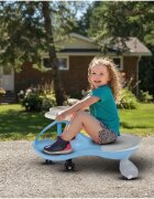 MalPlay PlasmaCar pentru copii fara pedale Blue cu volan rotativ 360 grade roti luminoase din cauciuc scaun ergonomic suport pentru picioare aderent recomandat copiilor de la 2 ani
