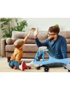 MalPlay PlasmaCar pentru copii fara pedale Blue cu volan rotativ 360 grade roti luminoase din cauciuc scaun ergonomic suport pentru picioare aderent recomandat copiilor de la 2 ani
