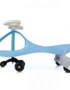 MalPlay PlasmaCar pentru copii fara pedale Blue cu volan rotativ 360 grade roti luminoase din cauciuc scaun ergonomic suport pentru picioare aderent recomandat copiilor de la 2 ani