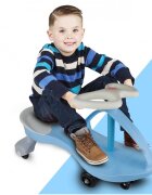 MalPlay PlasmaCar pentru copii fara pedale Blue cu volan rotativ 360 grade roti luminoase din cauciuc scaun ergonomic suport pentru picioare aderent recomandat copiilor de la 2 ani