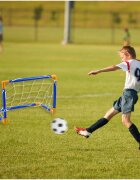 MalPlay Poarta de fotbal 2 in 1 pentru copii cu minge si pompa incluse dimensiune 62.5 x 50.5 x 38 cm