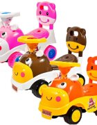 MalPlay Ride-On copii fara pedale Hipcio Walker Brown cu spatar inalt compartiment de depozitare pozitionat sub scaun claxon recomandata copiilor de la 2 ani