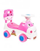 MalPlay Ride-On copii fara pedale Hipcio Walker Pink cu spatar inalt compartiment de depozitare pozitionat sub scaun claxon recomandata copiilor de la 2 ani