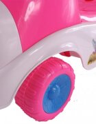 MalPlay Ride-On copii fara pedale Hipcio Walker Pink cu spatar inalt compartiment de depozitare pozitionat sub scaun claxon recomandata copiilor de la 2 ani