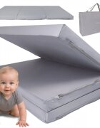 MalPlay Saltea pliabila de calatorie pentru patut copii design pliabil umplutura spuma poliuretanica cu geanta de transport inclusa dimensiune 120x60 cm grey