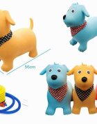 MalPlay Saritor gonflabil pentru copii Blue Dog din cauciuc rezistent cu Pompa si Esarfa colorata detasabila 52 x 46 x 24 cm