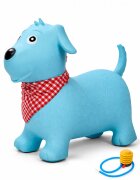 MalPlay Saritor gonflabil pentru copii Blue Dog din cauciuc rezistent cu Pompa si Esarfa colorata detasabila 52 x 46 x 24 cm