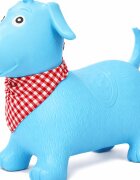 MalPlay Saritor gonflabil pentru copii Blue Dog din cauciuc rezistent cu Pompa si Esarfa colorata detasabila 52 x 46 x 24 cm