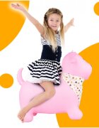 MalPlay Saritor gonflabil pentru copii Pink Dog din cauciuc rezistent cu Pompa si Esarfa colorata detasabila 52 x 46 x 24 cm