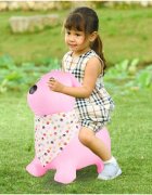 MalPlay Saritor gonflabil pentru copii Pink Dog din cauciuc rezistent cu Pompa si Esarfa colorata detasabila 52 x 46 x 24 cm