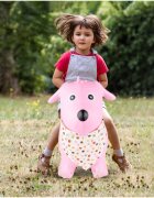 MalPlay Saritor gonflabil pentru copii Pink Dog din cauciuc rezistent cu Pompa si Esarfa colorata detasabila 52 x 46 x 24 cm