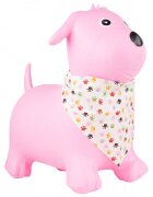 MalPlay Saritor gonflabil pentru copii Pink Dog din cauciuc rezistent cu Pompa si Esarfa colorata detasabila 52 x 46 x 24 cm