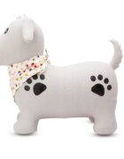 MalPlay Saritor gonflabil pentru copii White Dog din cauciuc rezistent cu Pompa si Esarfa colorata detasabila 52 x 46 x 24 cm