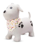 MalPlay Saritor gonflabil pentru copii White Dog din cauciuc rezistent cu Pompa si Esarfa colorata detasabila 52 x 46 x 24 cm