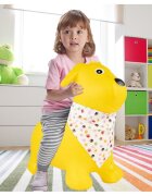 MalPlay Saritor gonflabil pentru copii Yellow Dog din cauciuc rezistent cu Pompa si Esarfa colorata detasabila 52 x 46 x 24 cm