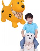MalPlay Saritor gonflabil pentru copii Yellow Dog din cauciuc rezistent cu Pompa si Esarfa colorata detasabila 52 x 46 x 24 cm