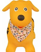 MalPlay Saritor gonflabil pentru copii Yellow Dog din cauciuc rezistent cu Pompa si Esarfa colorata detasabila 52 x 46 x 24 cm