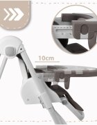 MalPlay Scaun de masa 2 in 1 pentru bebelusi si copii Deli grey model pliabil tavita dubla detasabila echipat cu 2 roti