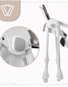 MalPlay Scaun de masa 2 in 1 pentru bebelusi si copii Deli grey model pliabil tavita dubla detasabila echipat cu 2 roti