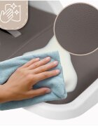 MalPlay Scaun de masa 2 in 1 pentru bebelusi si copii Deli grey model pliabil tavita dubla detasabila echipat cu 2 roti