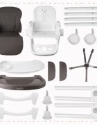 MalPlay Scaun de masa 2 in 1 pentru bebelusi si copii Deli grey model pliabil tavita dubla detasabila echipat cu 2 roti