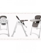MalPlay Scaun de masa 2 in 1 pentru bebelusi si copii Deli grey model pliabil tavita dubla detasabila echipat cu 2 roti