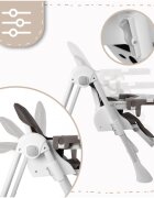 MalPlay Scaun de masa 2 in 1 pentru bebelusi si copii Deli grey model pliabil tavita dubla detasabila echipat cu 2 roti
