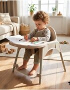 MalPlay Scaun de masa pentru bebelusi Keri Sand 2 in 1 prevazut cu tavita dubla detasabila centuri de siguranta suport reglabil pentru picioare