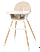 MalPlay Scaun de masa pentru bebelusi si copii beige cu tavita dubla reglabila husa din PU moale 60 x 60 x 94 cm