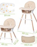 MalPlay Scaun de masa pentru bebelusi si copii beige cu tavita dubla reglabila husa din PU moale 60 x 60 x 94 cm