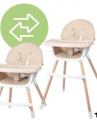 MalPlay Scaun de masa pentru bebelusi si copii beige cu tavita dubla reglabila husa din PU moale 60 x 60 x 94 cm