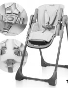 MalPlay Scaun de masa pentru bebelusi si copii Savro Grey pliabil reglabil in 6 trepte pana la 20 kg design scandinav