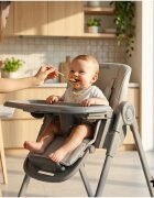 MalPlay Scaun de masa pentru bebelusi si copii Savro Grey pliabil reglabil in 6 trepte pana la 20 kg design scandinav