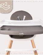 MalPlay Scaun de masa pentru copii Grey reglabil multifunctional 3 in 1 cu centuri de siguranta tavita detasabila si reglabila