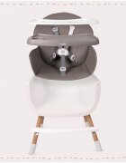 MalPlay Scaun de masa pentru copii Grey reglabil multifunctional 3 in 1 cu centuri de siguranta tavita detasabila si reglabila