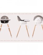 MalPlay Scaun de masa pentru copii Grey reglabil multifunctional 3 in 1 cu centuri de siguranta tavita detasabila si reglabila