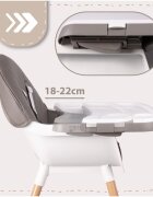 MalPlay Scaun de masa pentru copii Grey reglabil multifunctional 3 in 1 cu centuri de siguranta tavita detasabila si reglabila