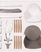 MalPlay Scaun de masa pentru copii Grey reglabil multifunctional 3 in 1 cu centuri de siguranta tavita detasabila si reglabila