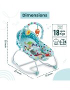 MalPlay Scaunel balansoar multifunctional pentru bebelusi cu bara de jucarii detasabila ham de siguranta in 3 puncte spatar reglabil in 2 pozitii si functie de vibratii 50 x 30 x 8 cm Marine Life